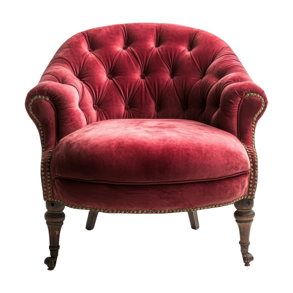 Elegant red velvet chair home furniture interior close-up png
