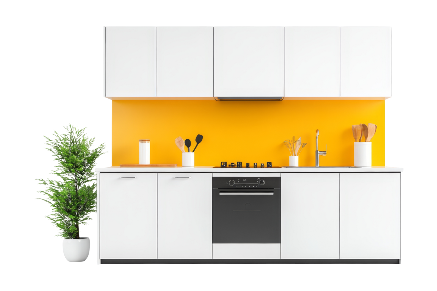 Modern dualtone kitchen cabinet isolated minimalist png