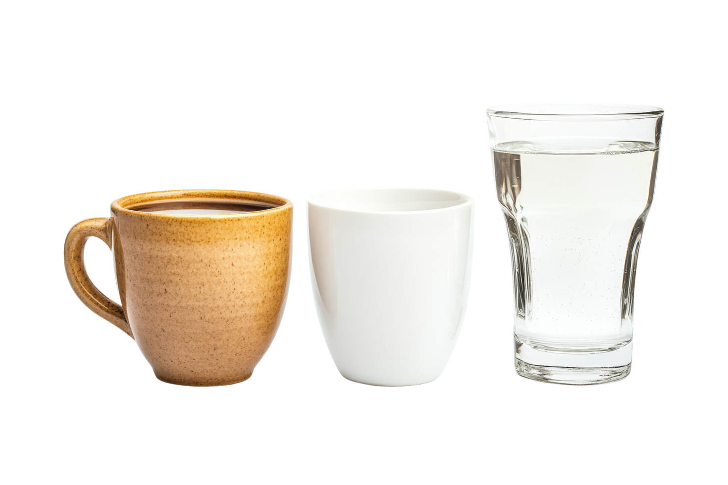Elegant coffee mug and glass minimalist kitchen setting png