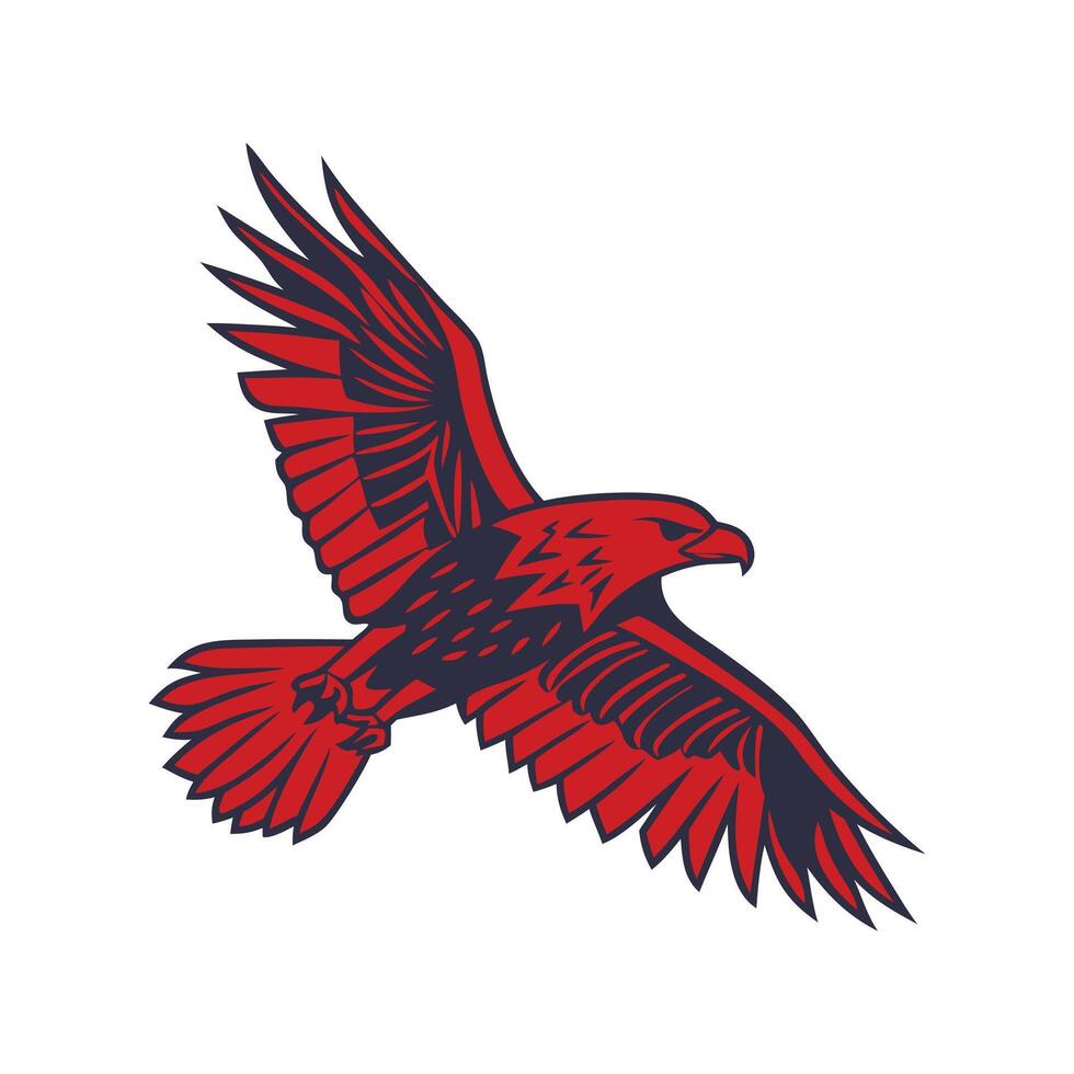 Powerful Flying American Patriotic Eagle flat graphic illustration Design on a white background. vector
