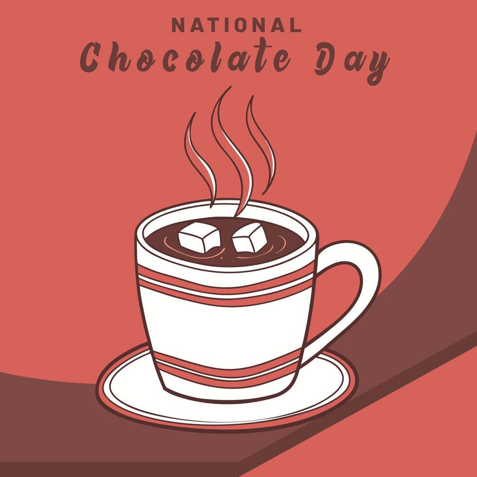 National Hot Chocolate Day Post template background with a cup of chocolate. vector