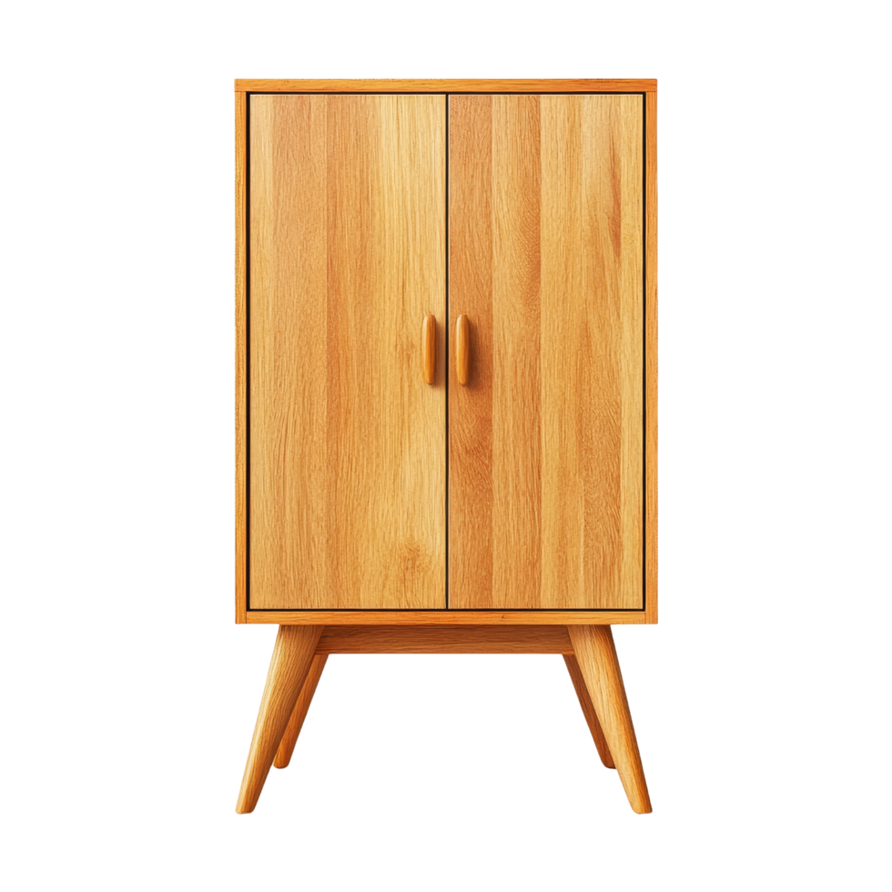 Minimalist wooden cupboard displayed on png