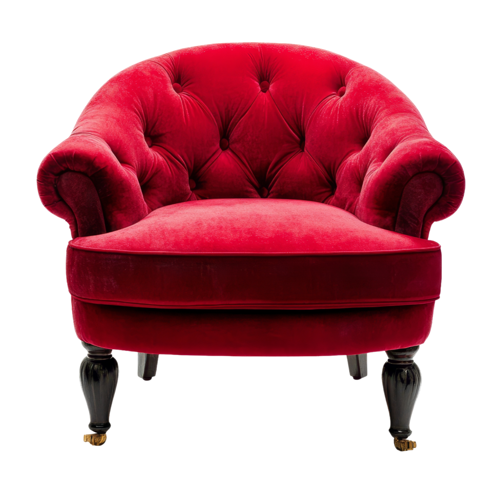 Elegant red slipper chair on png
