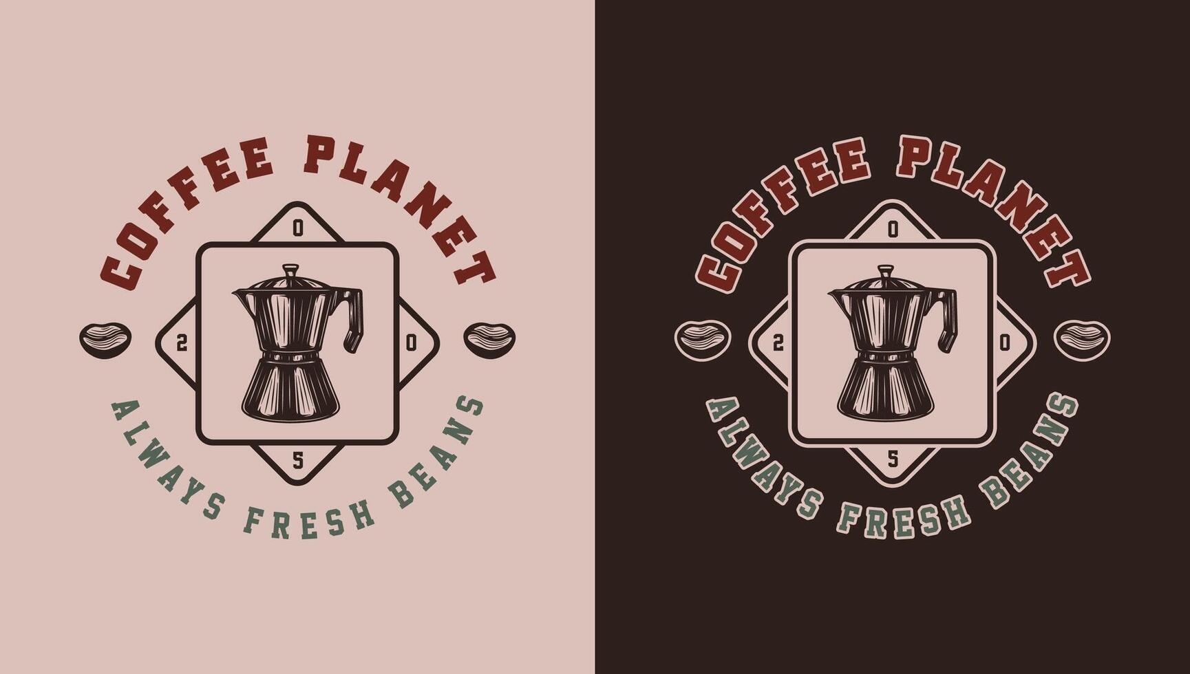 Classic Coffee Emblems, Logos, Labels, and Badges. Monochrome Woodcut Design vector