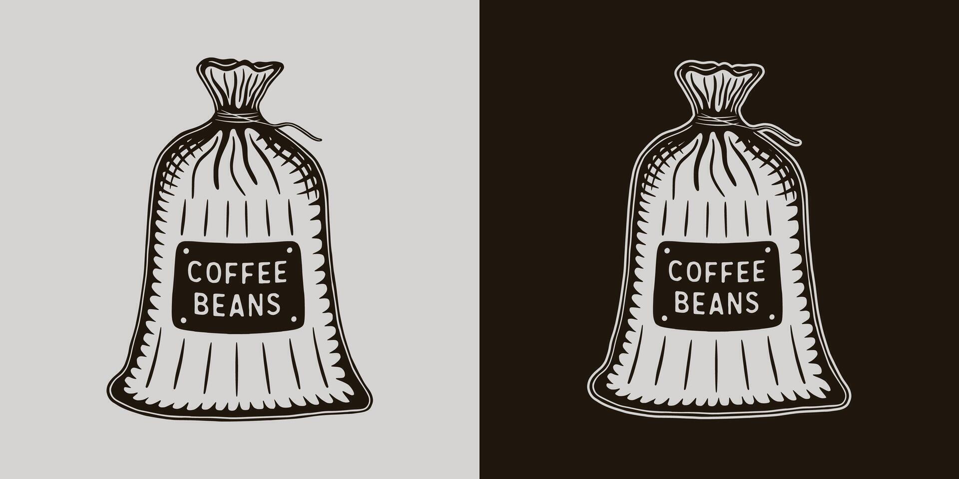 Vintage retro coffee pack. Can be used for label, badge, emblem and logo. illustration. Monochrome Graphic. vector