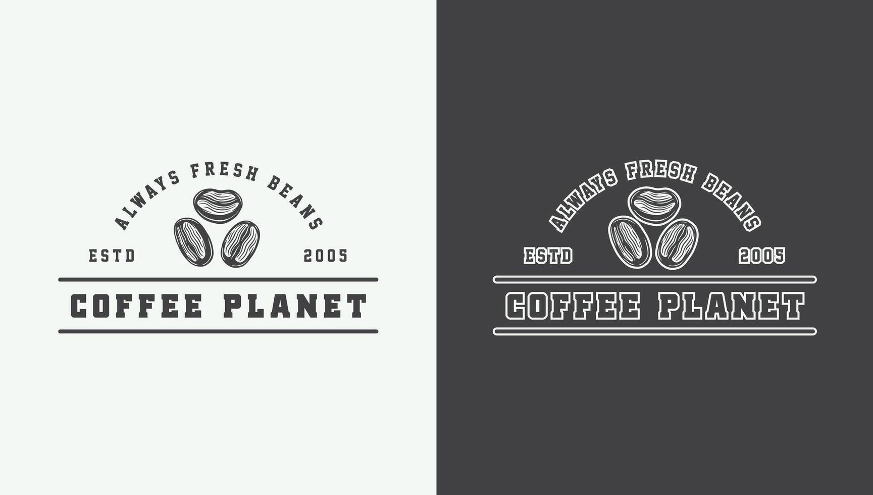 Old-School Coffee Mark, Badge, Label, Logo, and Emblem Set. Monochrome Woodcut Style Desig vector