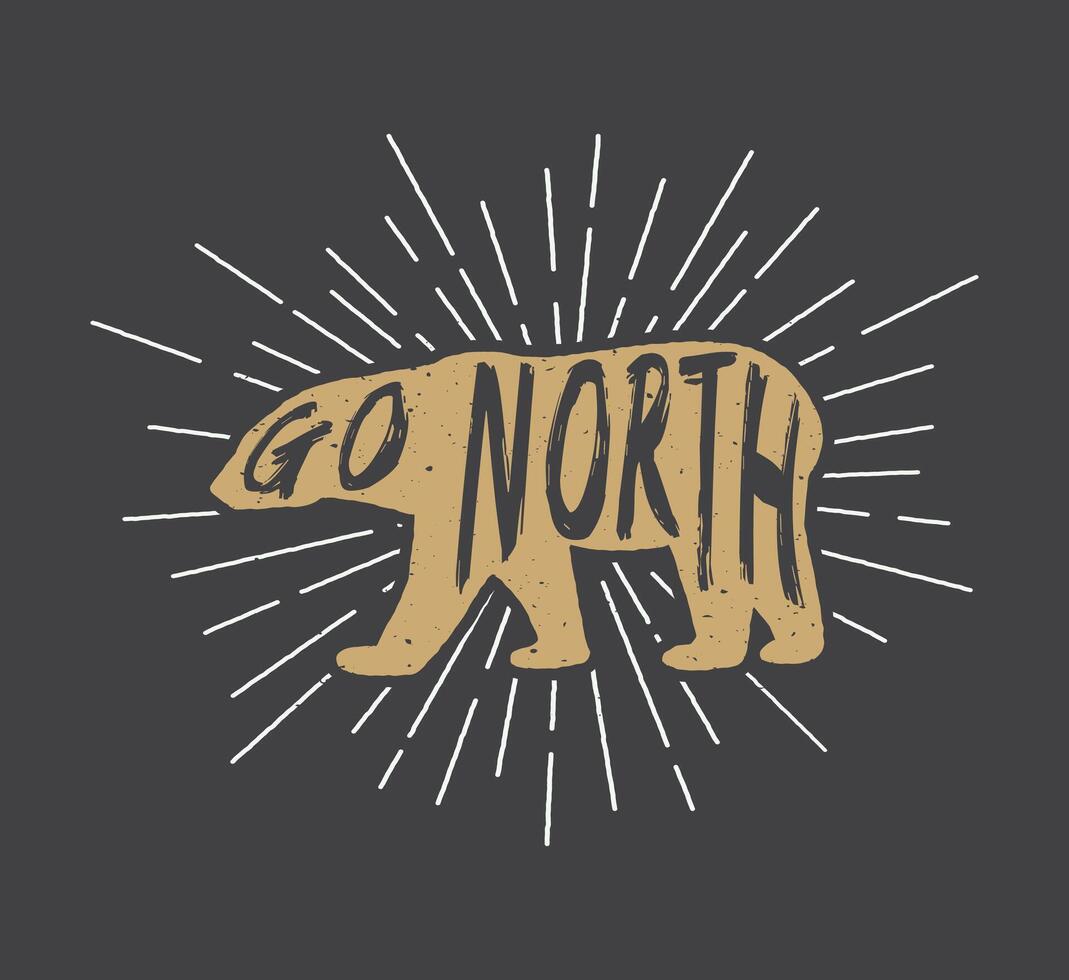 Retro Arctic White Bear Design with Custom Slogan. vector