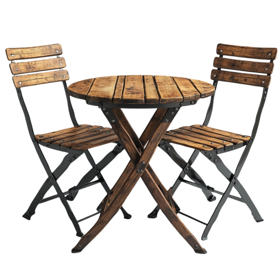 Wooden Table and Chairs on Transparent Background png