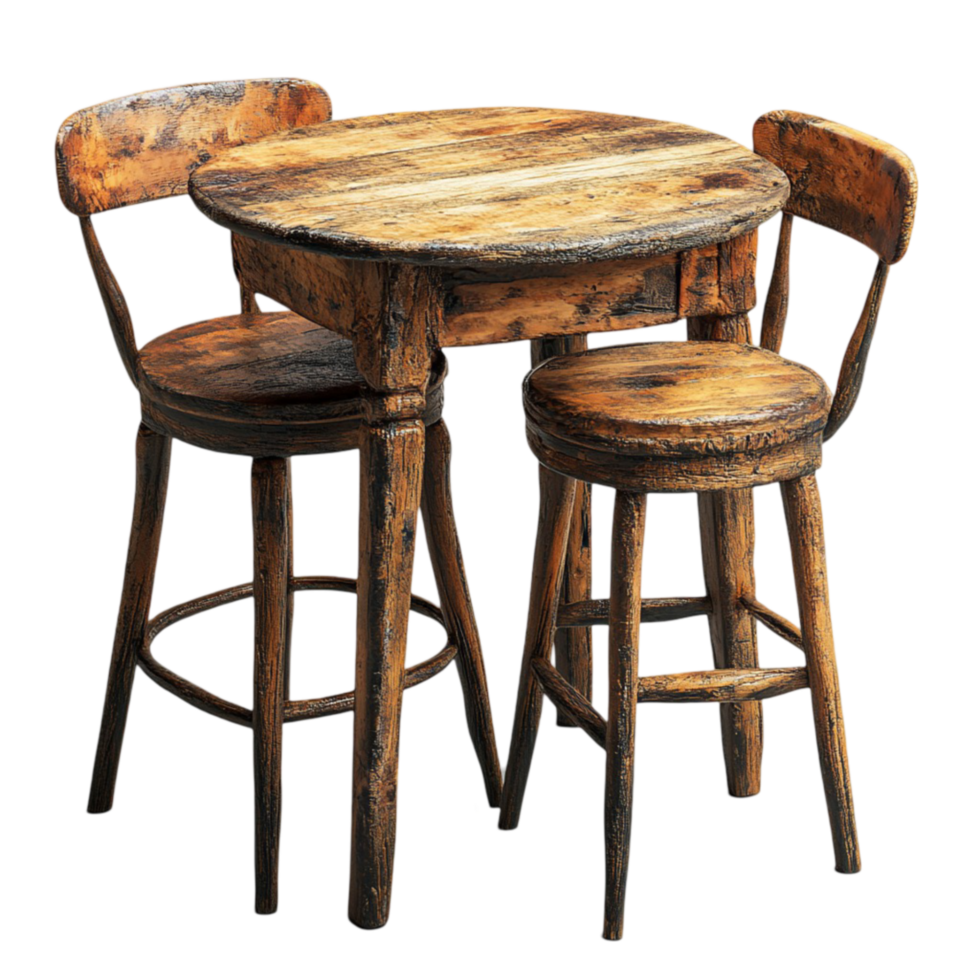 Wooden Table and Chairs on Transparent Background png