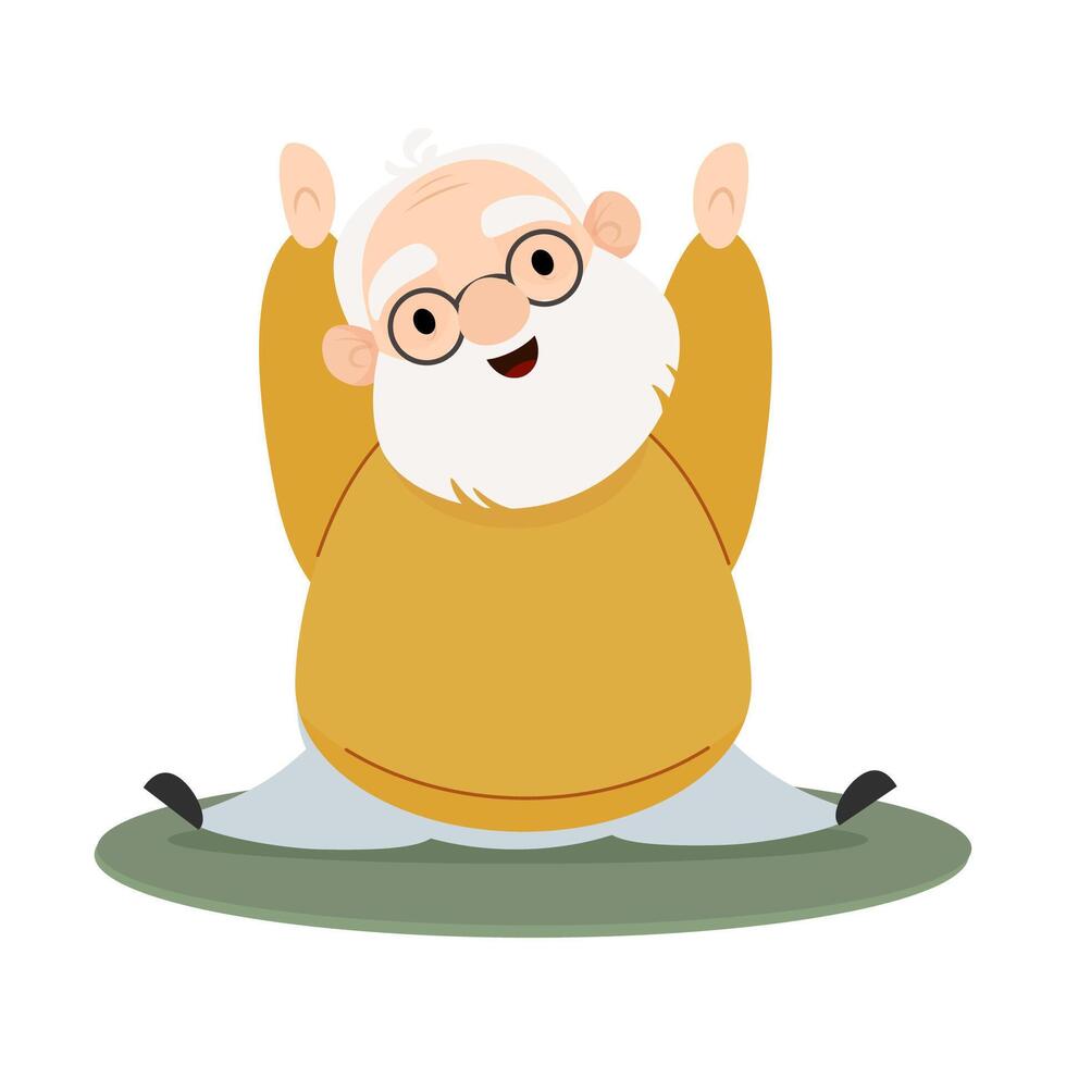 Senior elderly man at home doing sports sitting on the splits vector