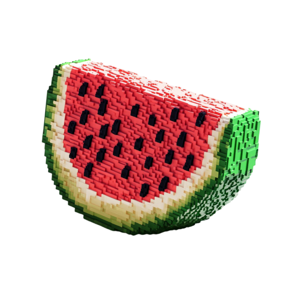Watermelon Made of Colorful Bricks on Transparent Background png