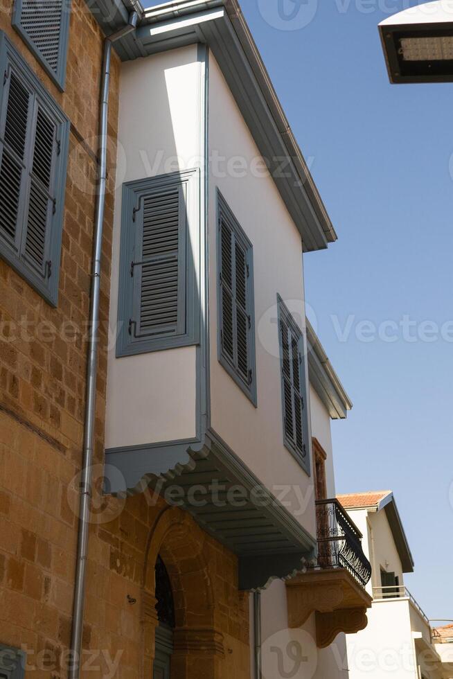 A balcony type oriel,bow window in the historic part of town Nicosia photo