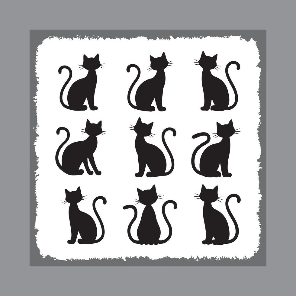 Cat flat icon minimal kitten symbol kitty sign isolated pet pictogram cat set on white vector