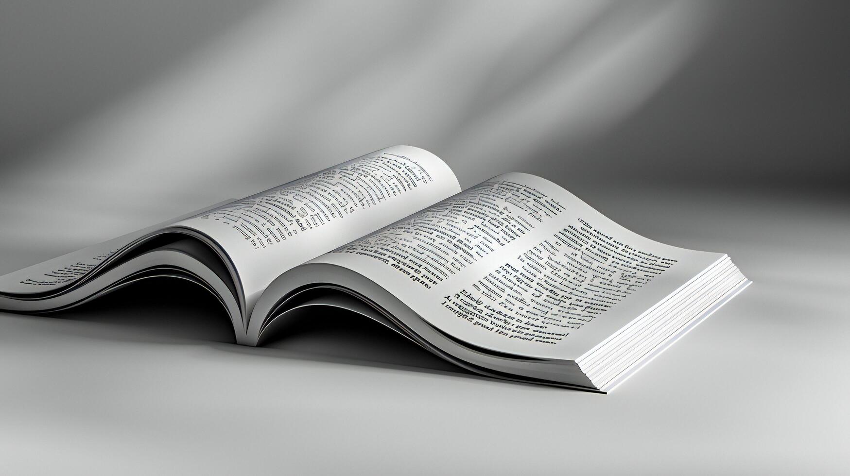 An open book on a white surface photo