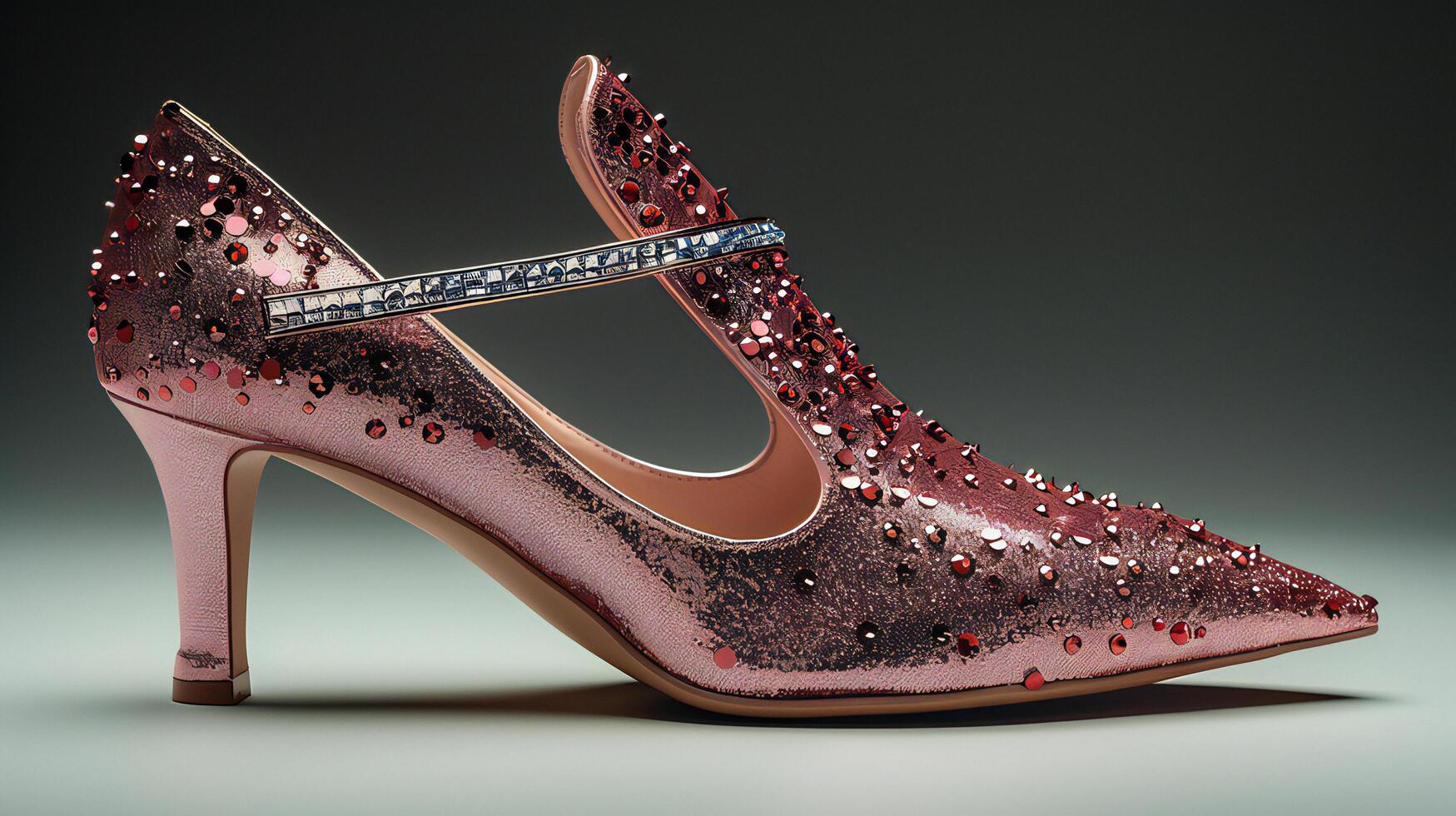 A pair of shoes with a high heel and a buckle photo