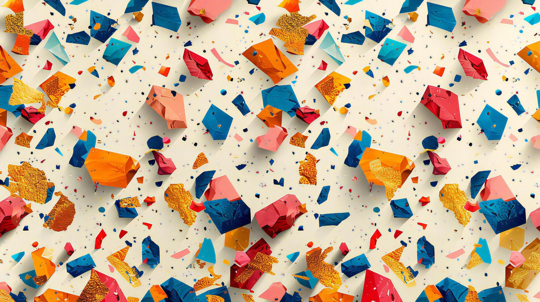 A colorful pattern of paper with many different colored pieces photo