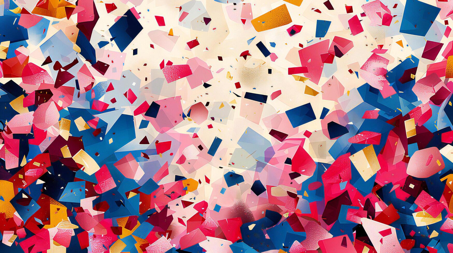 A colorful confetti is falling down on a white background photo