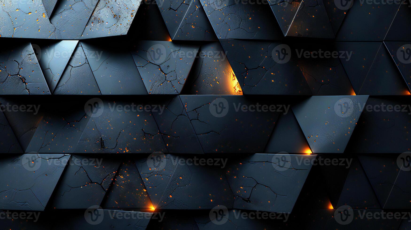A dark blue wall with many triangles photo