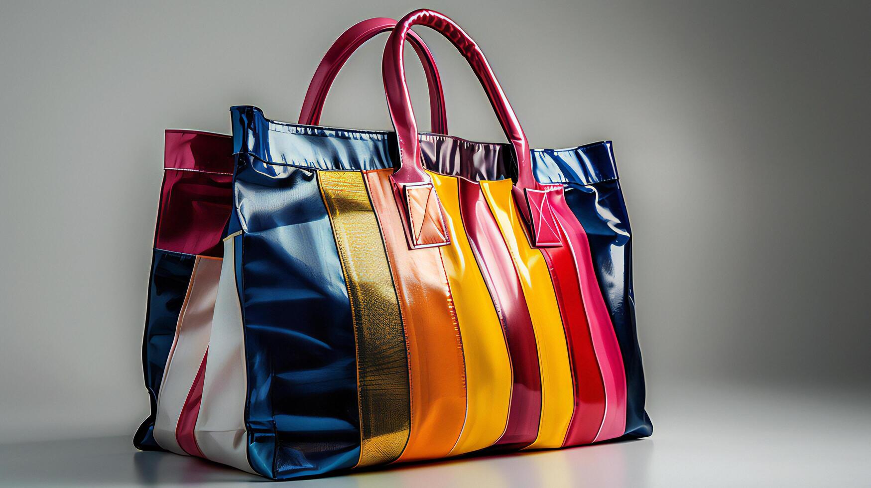 A colorful bag sitting on a table photo
