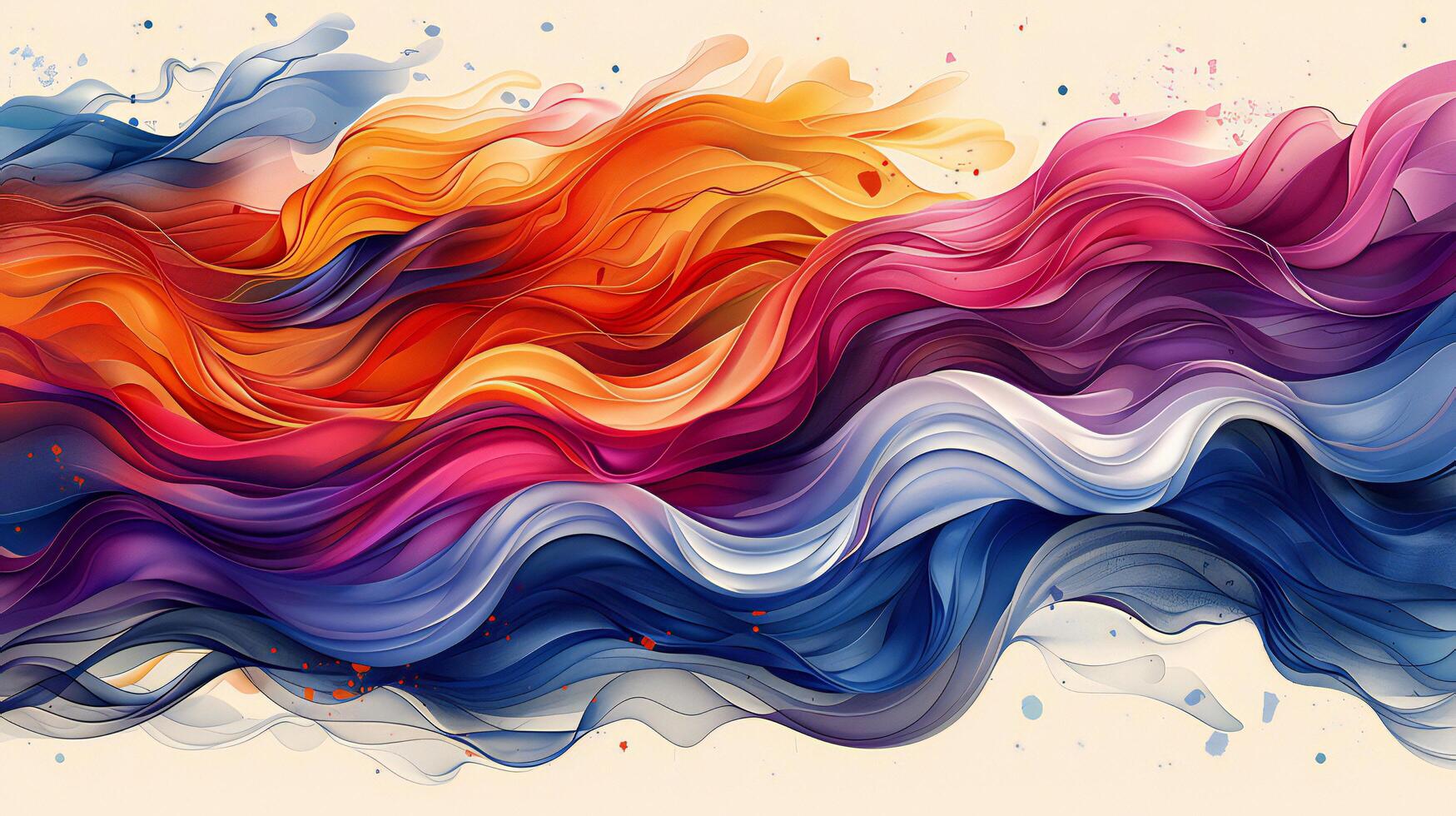 Colorful waves of paint on a beige background photo