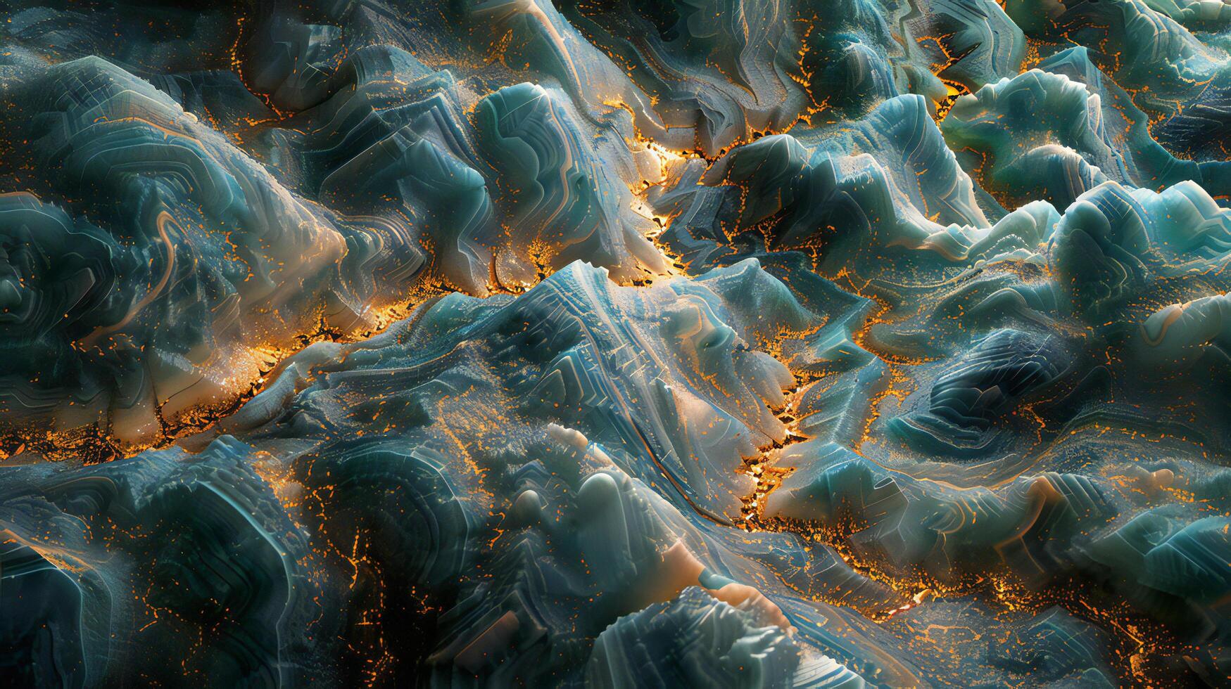 A close up of a large rock with gold and blue colors photo