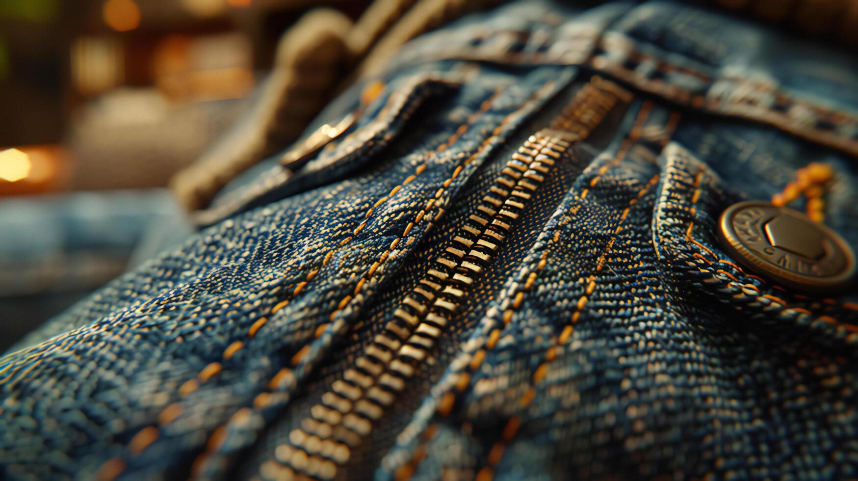 A close up of a zipper on a pair of jeans photo