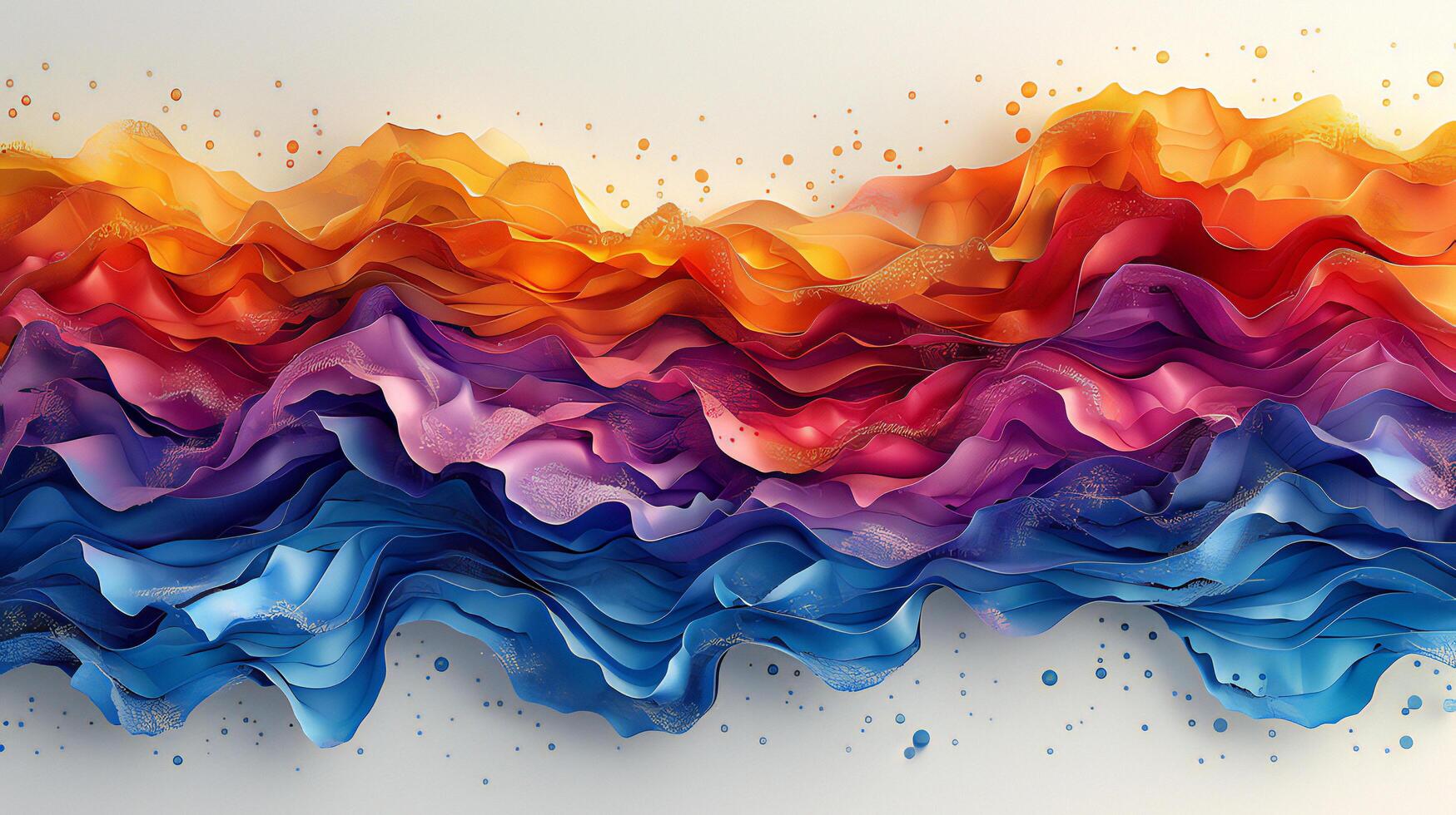 Colorful waves of paper ripples on a white background photo