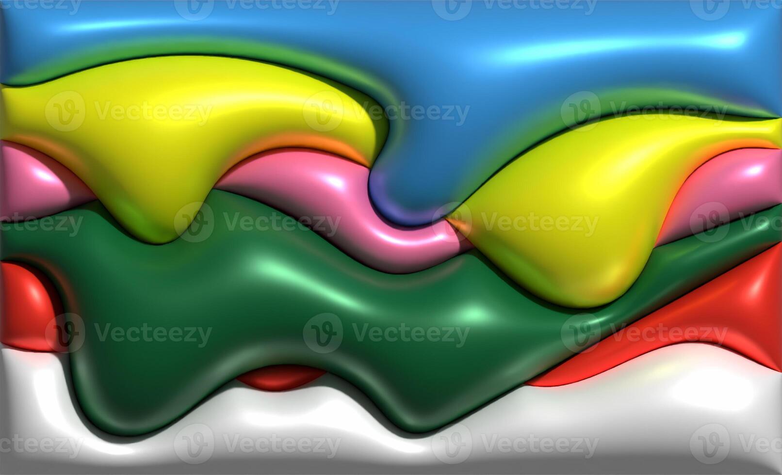 Multicolored wavy inflated figures with smooth shiny surface, 3D rendering illustration photo