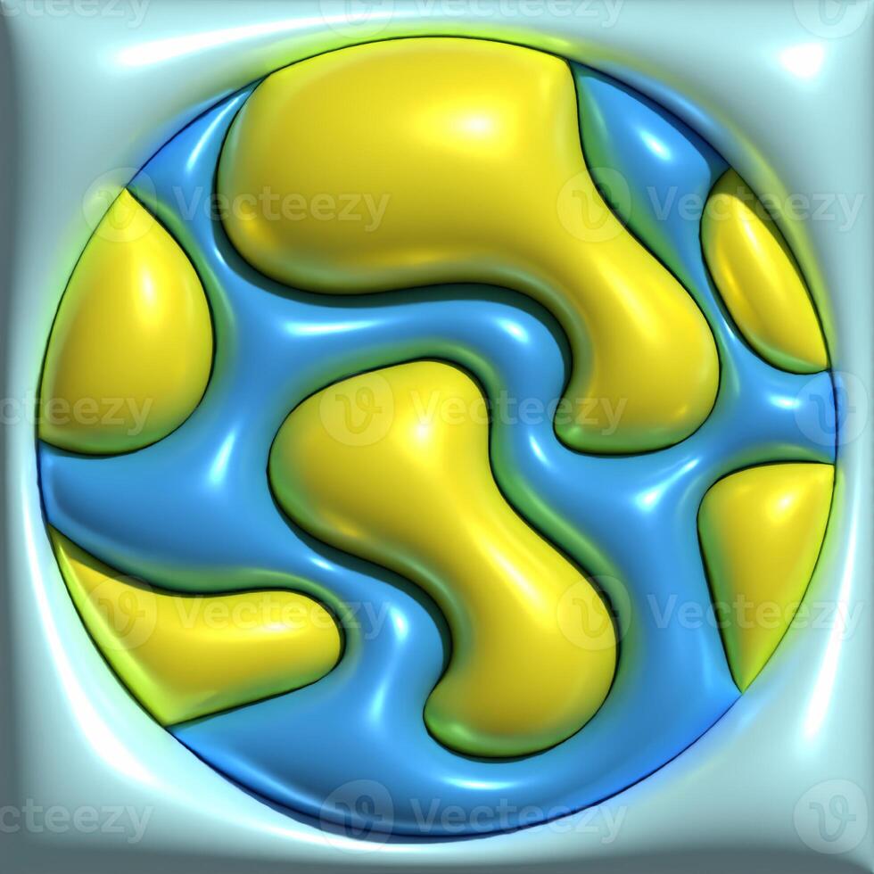 Abstract image with smooth, wavy shapes with a glossy effect, sense of three-dimensionality and iridescence, 3D rendering illustration photo