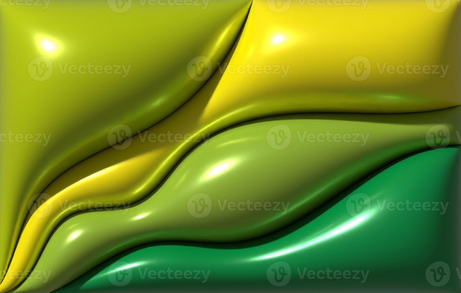 Soft shiny wavy green convex shapes, 3D rendering illustration photo