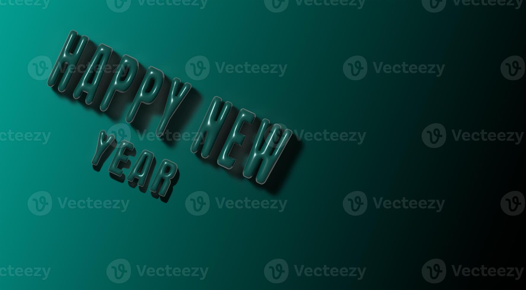 Happy New Year inscription on green background, 3D rendering illustration photo