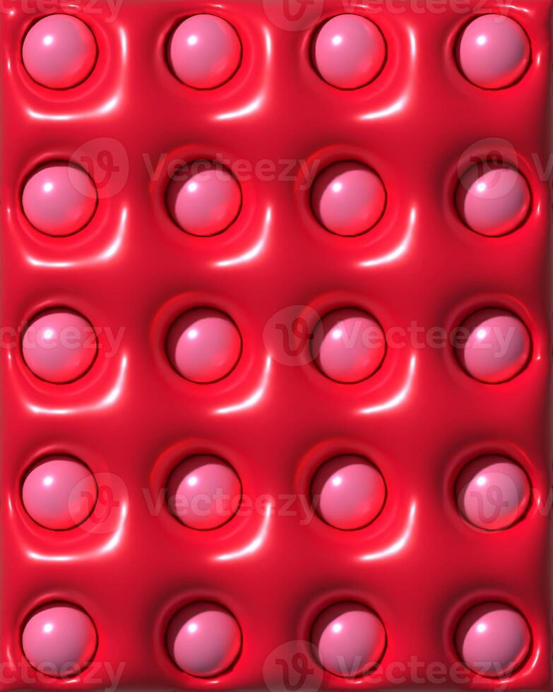 Red background with smooth shiny surface and pink circles, 3D rendering illustration photo