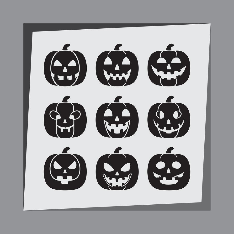 collection of Halloween pumpkin silhouette vector