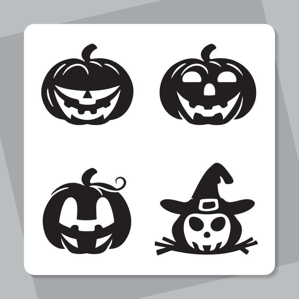 Halloween pumpkin silhouette collection, elements for Halloween decorations.Set of pumpkins. vector