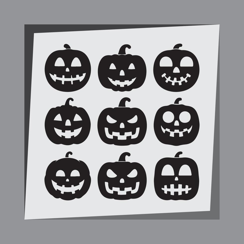 Set of Halloween pumpkin Scary and funny faces of halloween pumpkins vector
