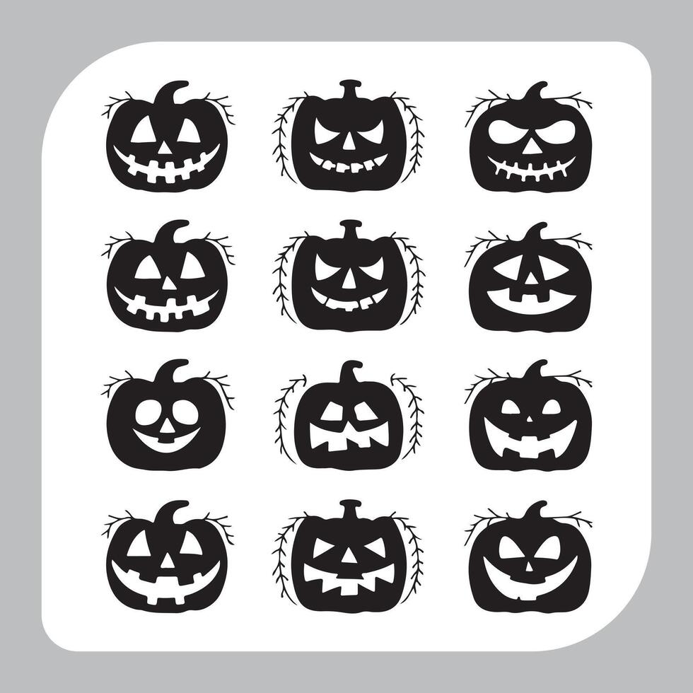 Happy Halloween silhouette Design Element Set Isolated On A White Background vector