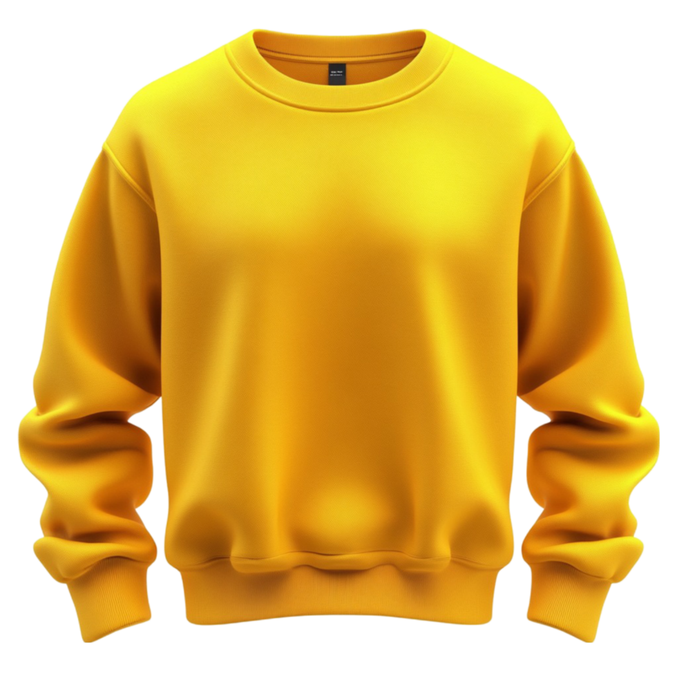 Yellow Sweatshirt Mockup Front View on Transparent Background png