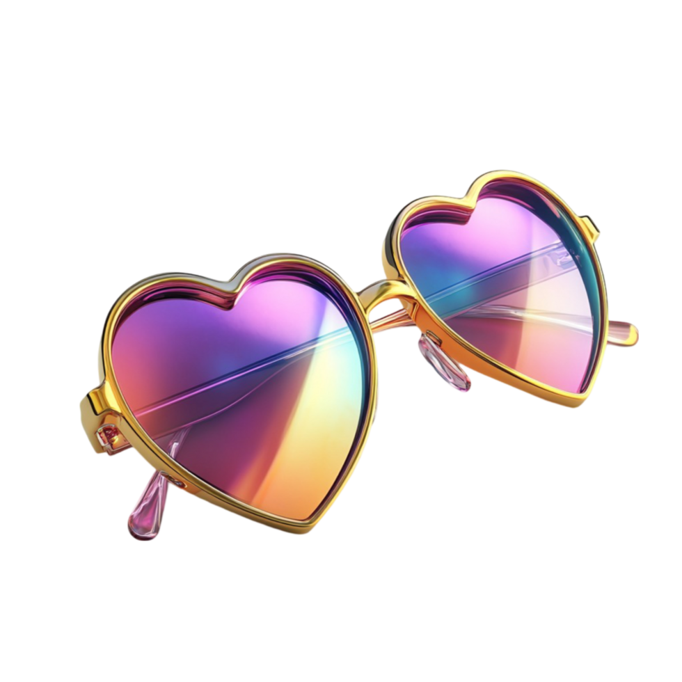 Sunglasses with Heart-Shaped Lenses on Transparent Background png