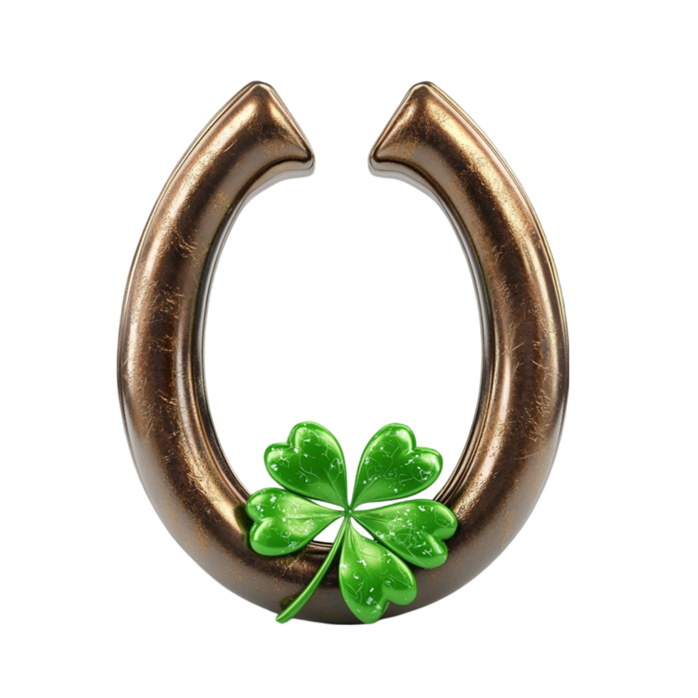 Horseshoe with Clover Leaf on Transparent Background png