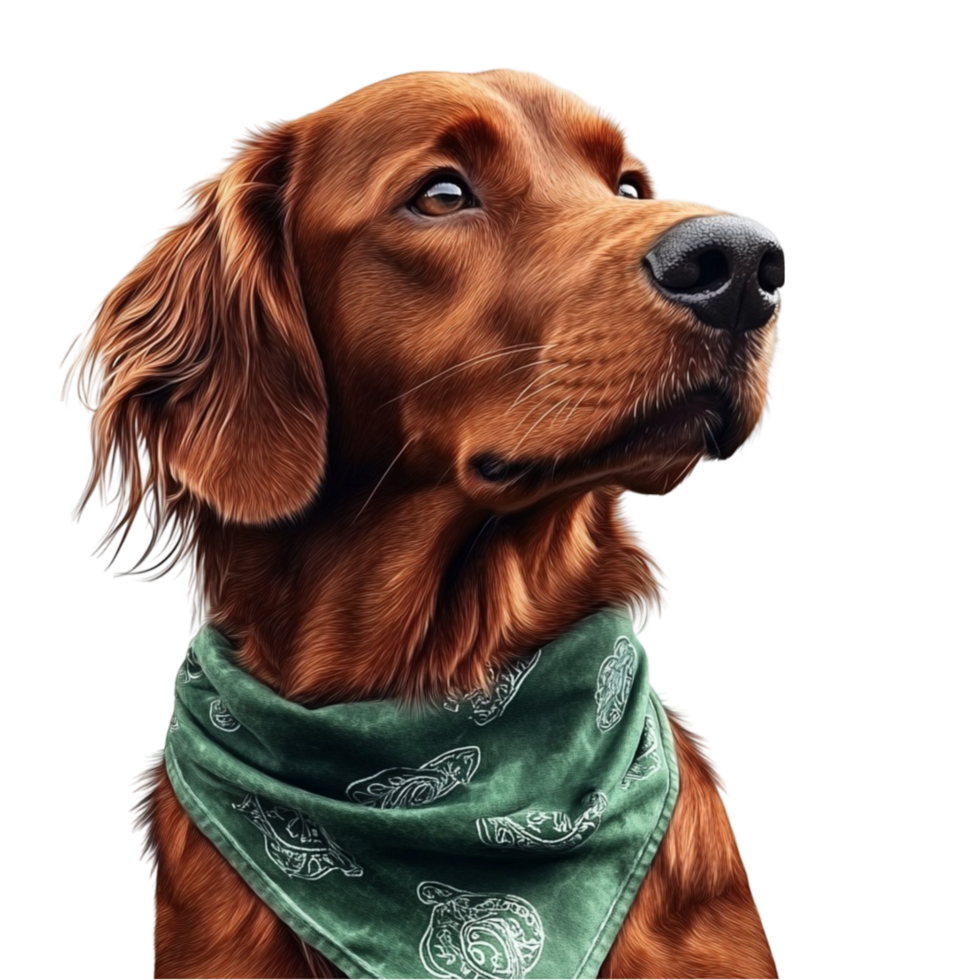 Playful Dog Sporting a Green Bandana on Its Head with Transparent Background png