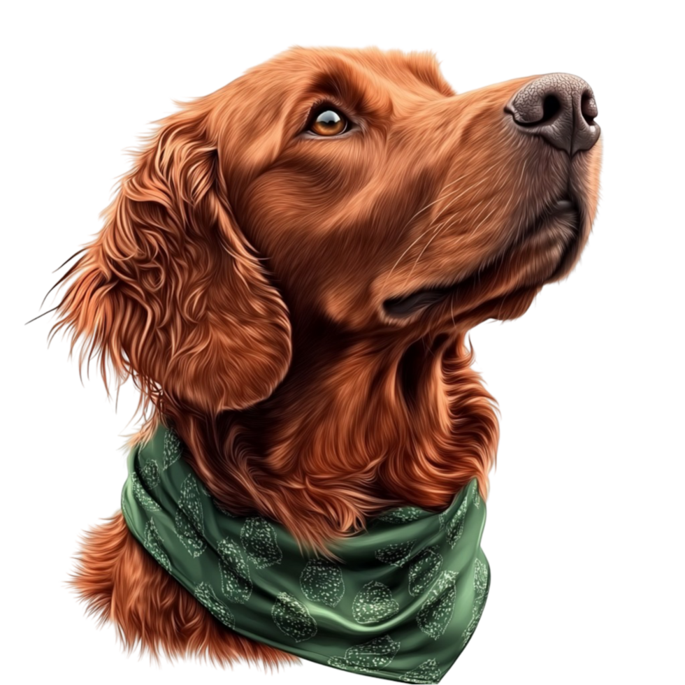Cute Dog with a Green Bandana Tied Around Its Head on Transparent Background png