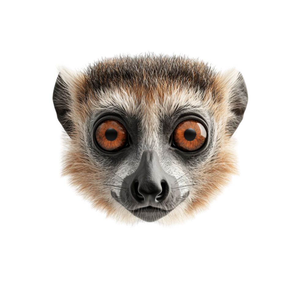 Lemur Face Illustration on Transparent Background png
