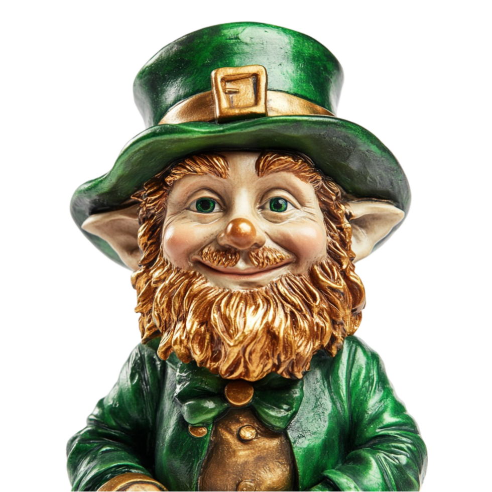 St Patrick's Day Leprechaun Figurine on Transparent Background png