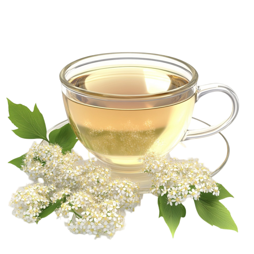 Herbal Elderflower Tea Cup with Transparent Background png