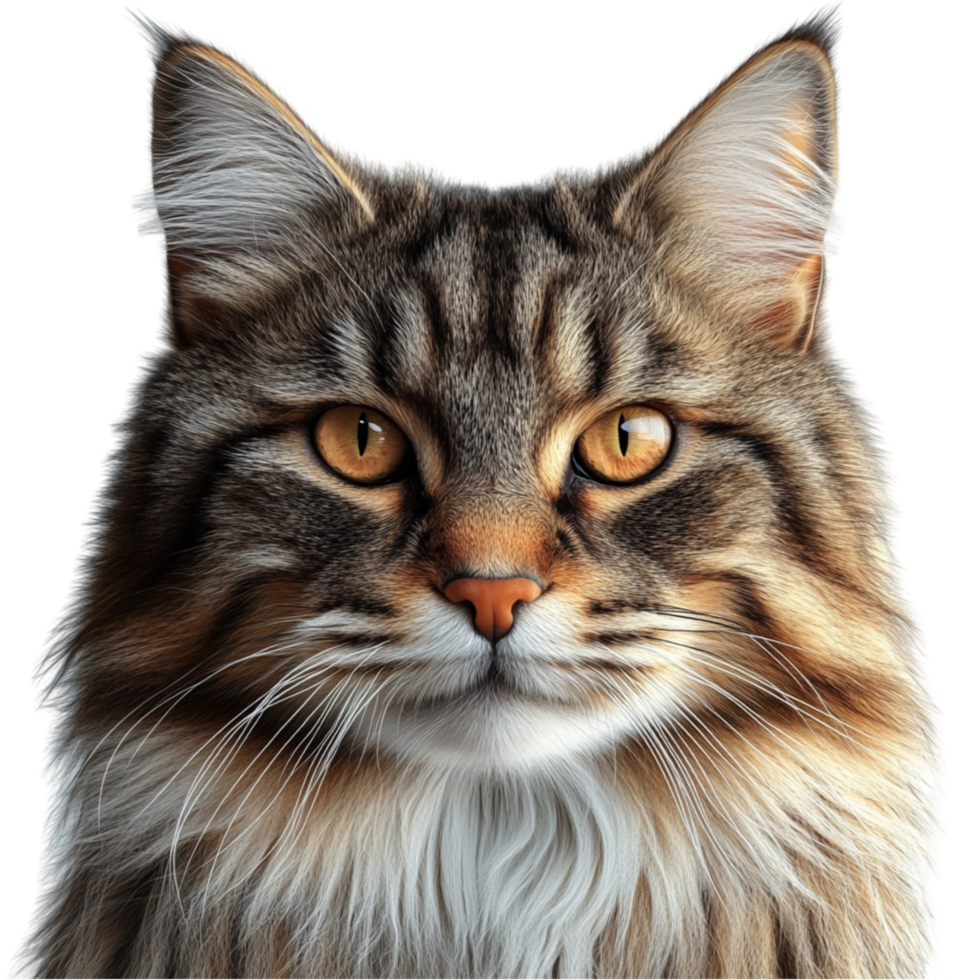 Black and White Long-Haired Cat Isolated on White Background png