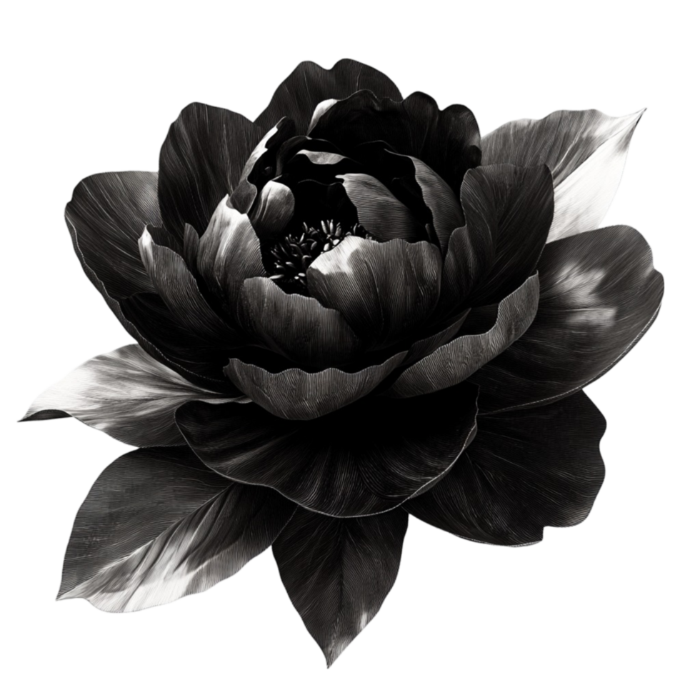 Black and White Flower on Transparent Background png