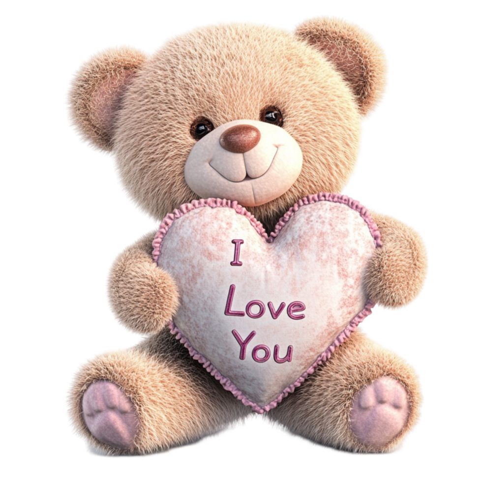 I Love You on heart in front of Teddy Bear on Transparent Background png