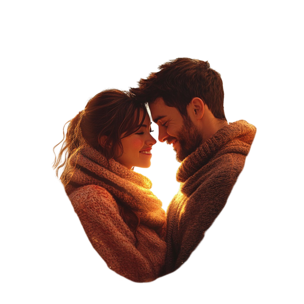 Couple in Love Ansd Close To Each Other on Transparent Background png