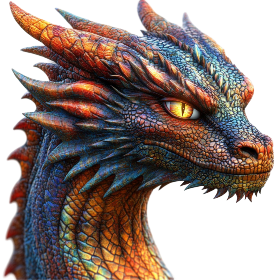 Glowing-Eyed Dragon with Fiery Tail on Transparent Background png