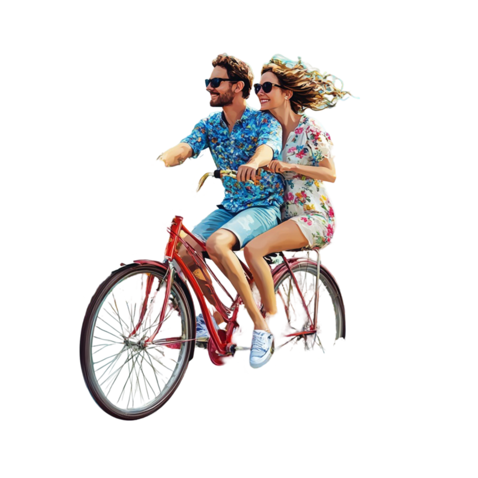 Couple Riding a Bike on Transparent Background png